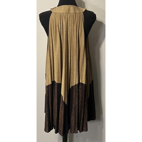 Free People Dress Womens Medium Gold Glitter Halter Swing Trapeze Mini Party - Picture 9 of 14